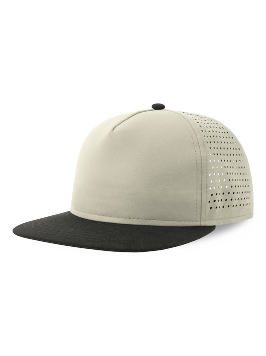 Baseball Caps Bank Five-S light Grau-Schwarz bestickbar und bedruckbar – LA1970