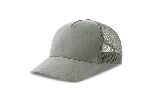 Trucker Caps Rapper Suede-S Grau bestickbar und bedruckbar – LA1970