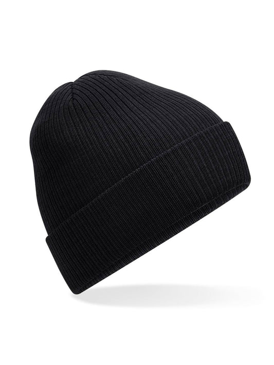 Beanies Polylana® Ribbed Beanie Schwarz bestickbar und bedruckbar – LA1970