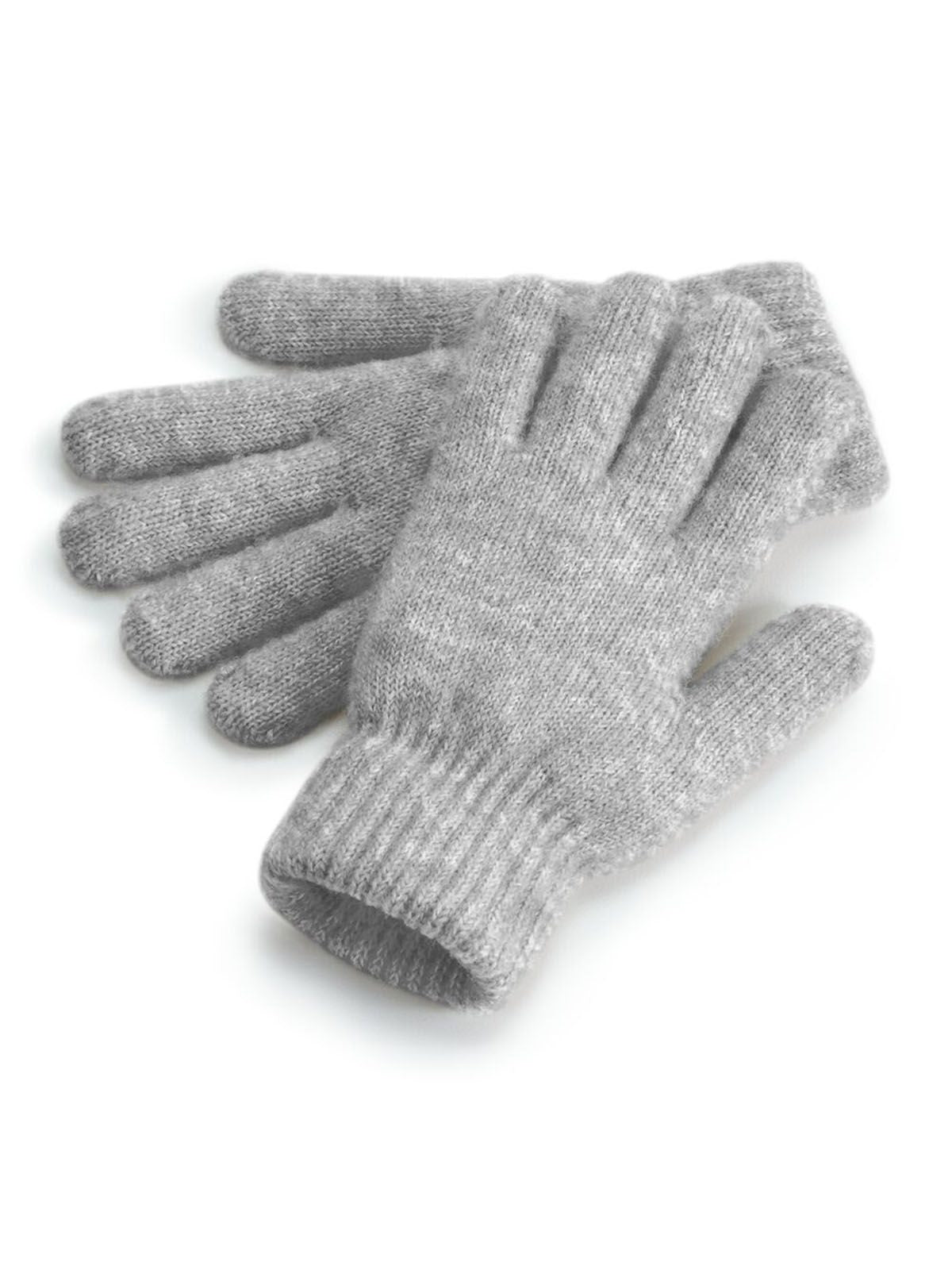 Cosy Ribbed Cuff Gloves Herren Schal / Handschuhe – Beechfield – Farbe grey marl – individuell veredelbar