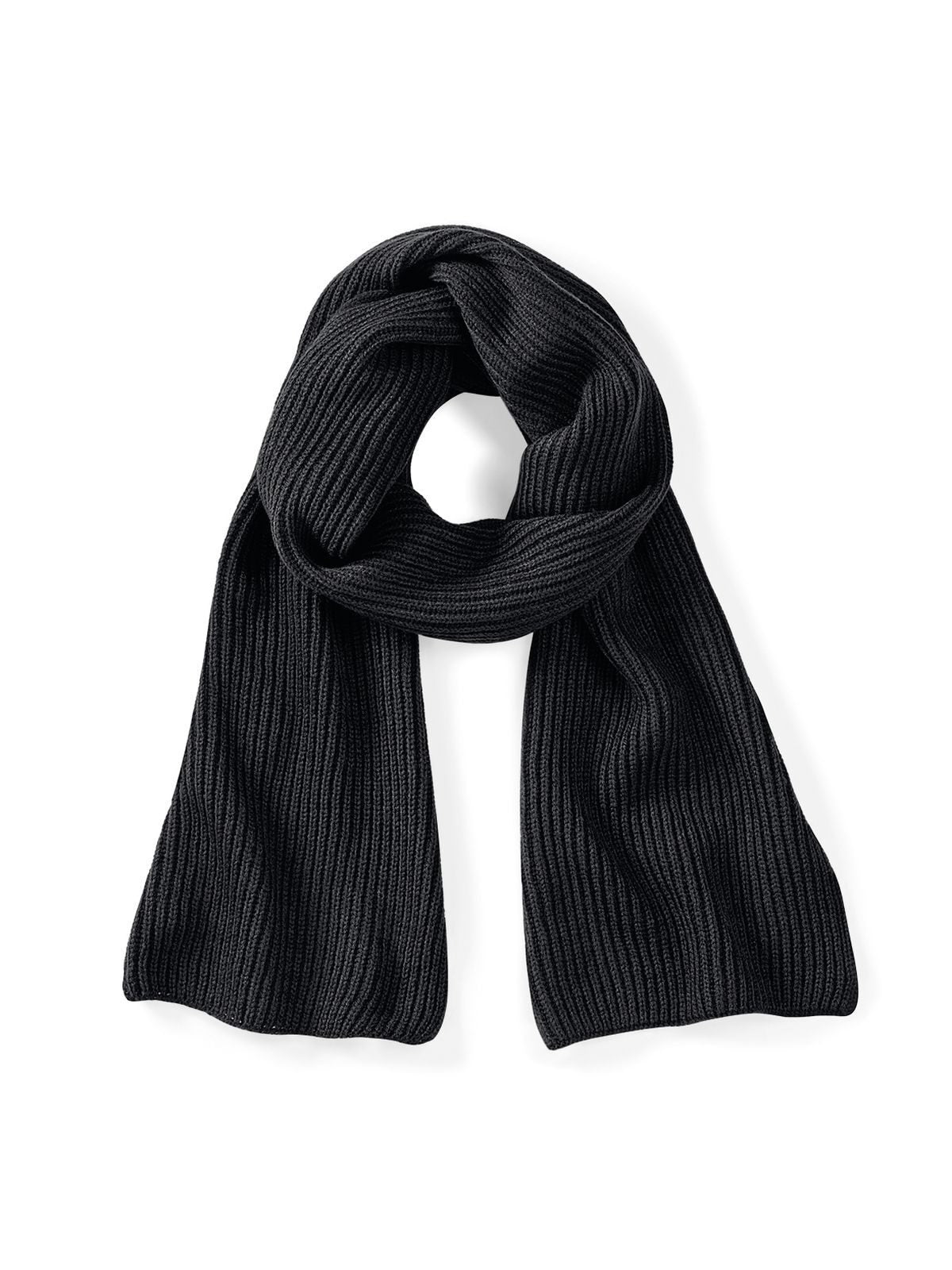 Metro Knitted Scarf Herren Schal / Handschuhe – Beechfield – Farbe Schwarz – individuell veredelbar