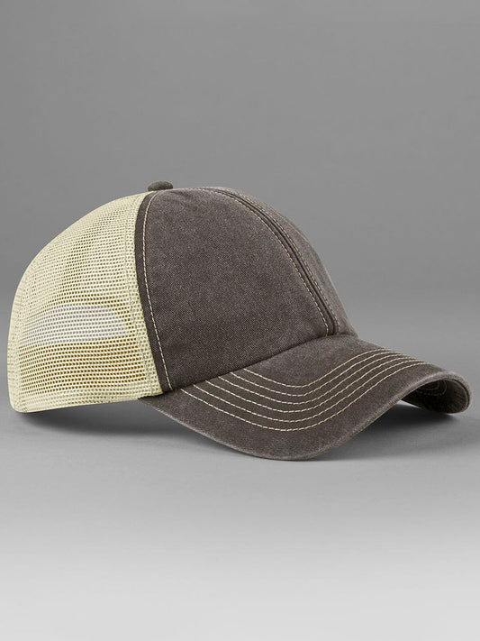 Trucker Caps 6 Panel Vintage Trucker vintage brown/stone bestickbar und bedruckbar – LA1970