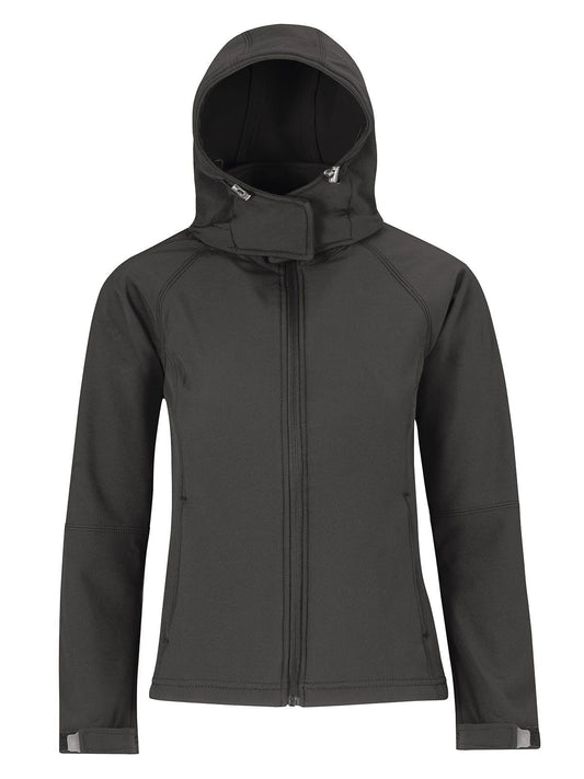 Hooded Softshell Damen – B&C – Farbe Dunkelgrau – individuell veredelbar