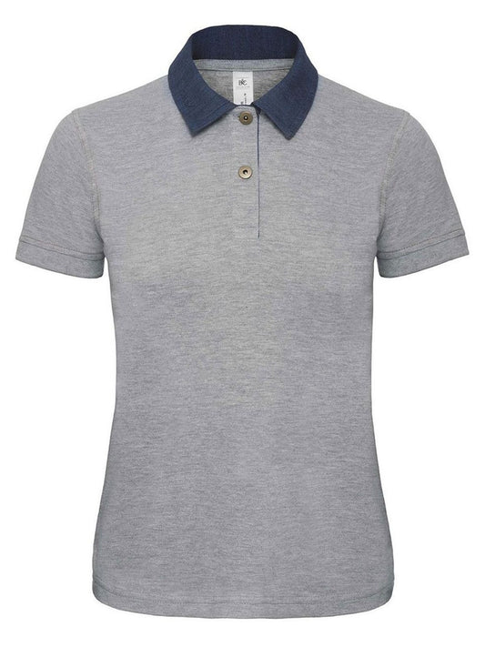 Dnm Forward Damen Poloshirt – B&C – Farbe denim/heather grey – individuell veredelbar
