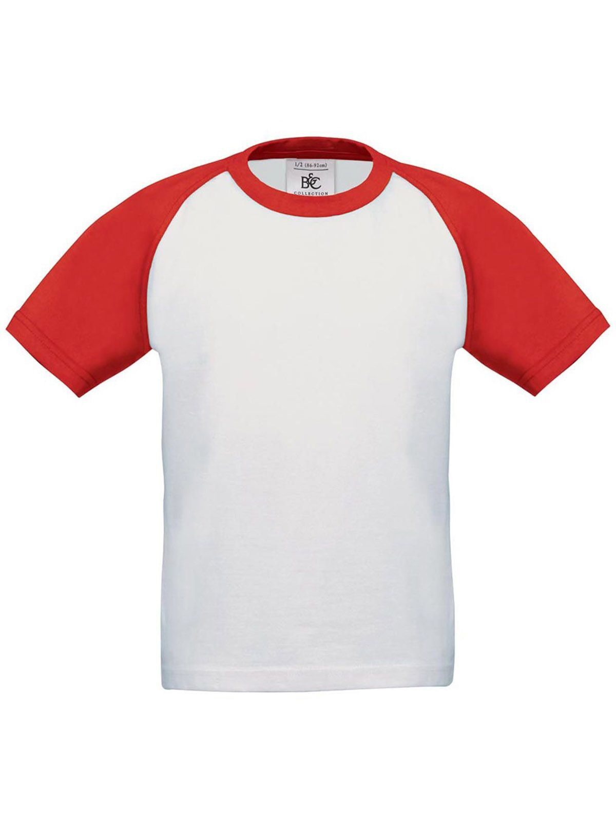 Base-Ball Kinder T-Shirt – B&C – Farbe white/red – individuell veredelbar