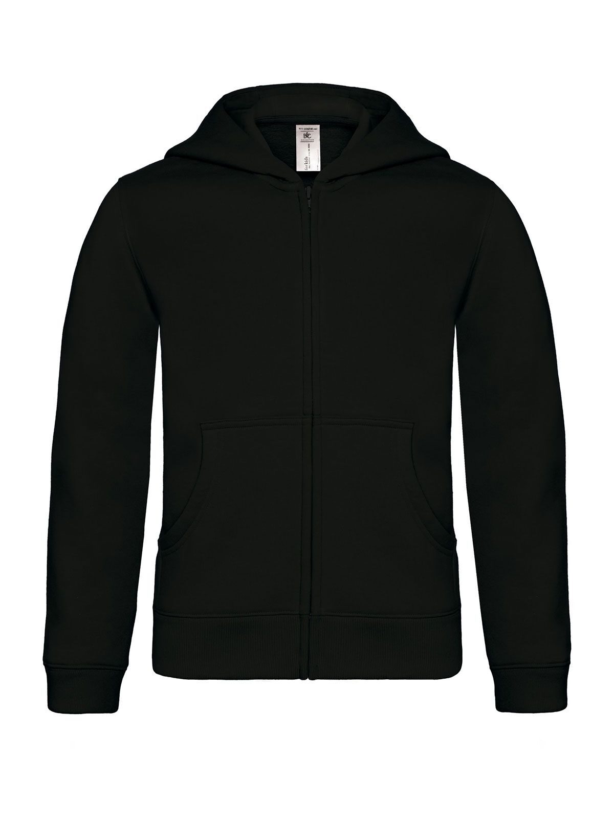 Hooded Full Zip Kinder Sweatshirt / Hoodie – B&C – Farbe Schwarz – individuell veredelbar
