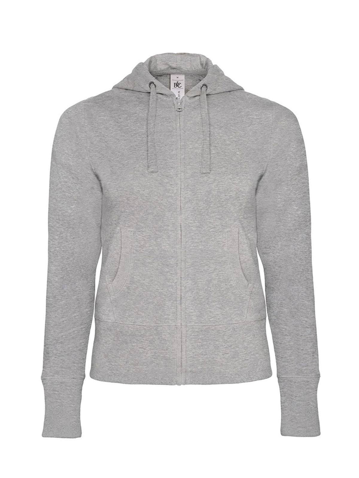 Hooded Full Zip Damen Sweatshirt / Hoodie – B&C – Farbe heather grey – individuell veredelbar