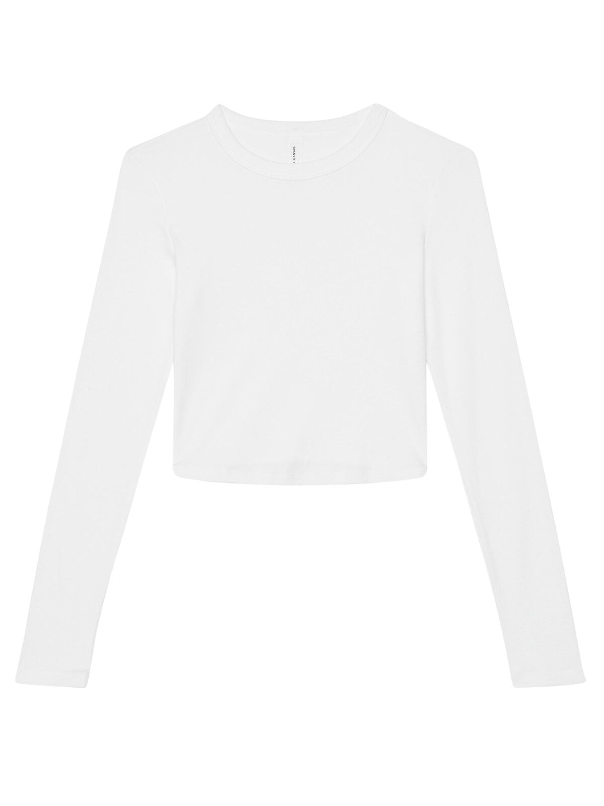 Women’s Micro Rib Long Sleeve Baby Tee Damen T-Shirt – Bella+Canvas – Farbe Solid White Blend – individuell veredelbar