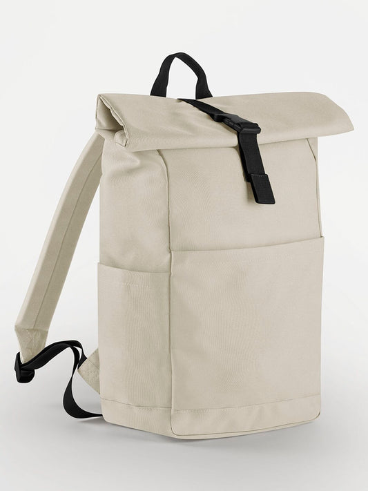 Premium Recycled Roll Top Backpack Herren Tasche / Rucksack – Bag Base – Farbe natural stone – individuell veredelbar
