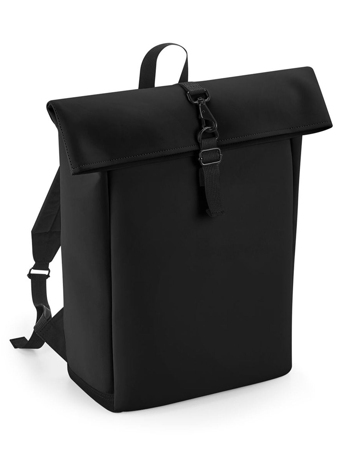 Matte PU Roll-Top Backpack Herren Tasche / Rucksack – Bag Base – Farbe Schwarz – individuell veredelbar