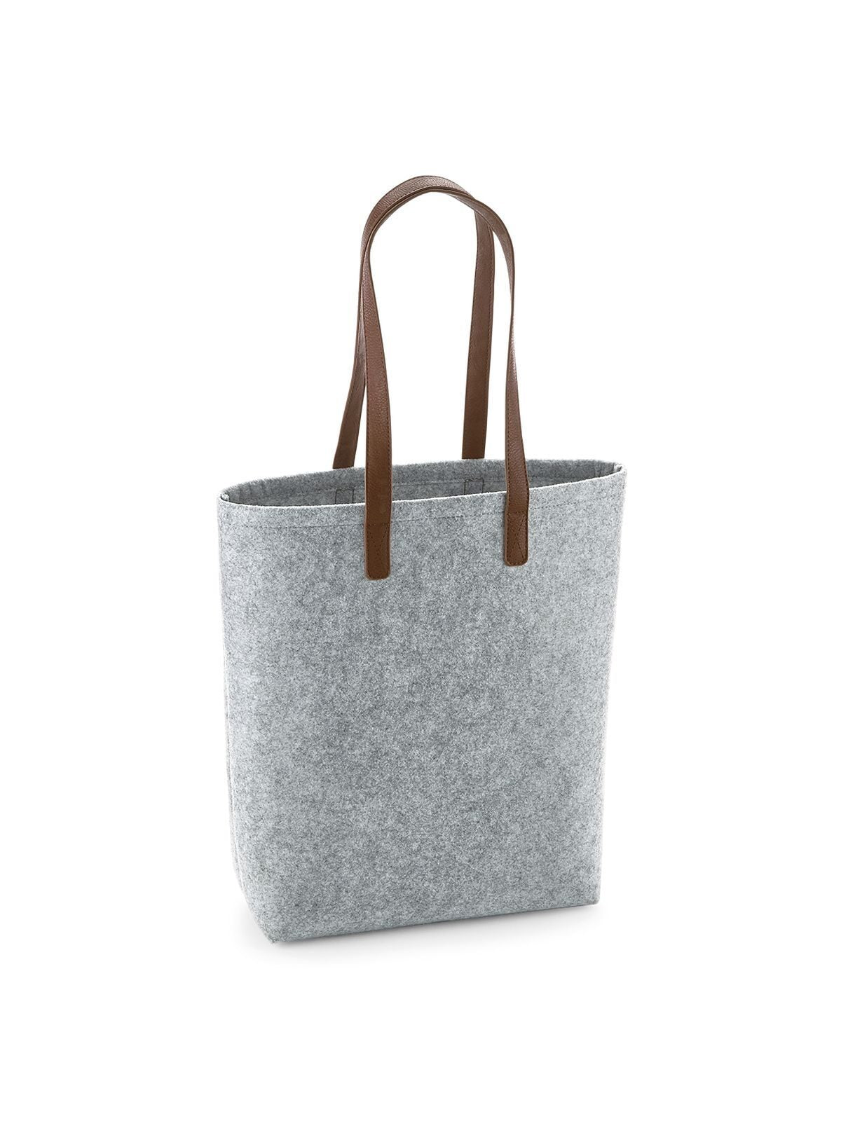 Premium Felt Tote Herren Tasche / Rucksack – Bag Base – Farbe grey melange/tan – individuell veredelbar