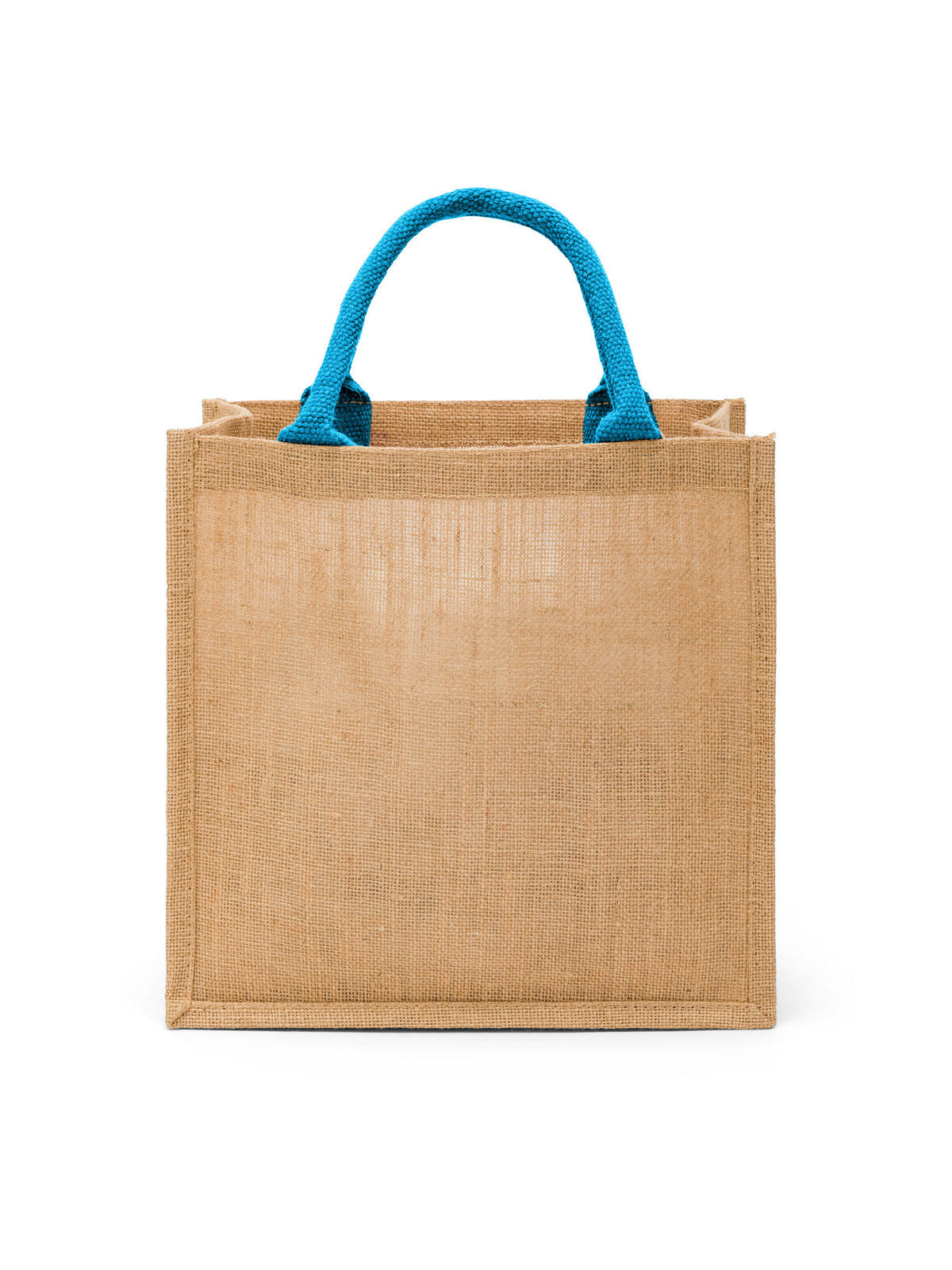Jute Herren Tasche / Rucksack – Black Spider – Farbe natural/turquoise – individuell veredelbar