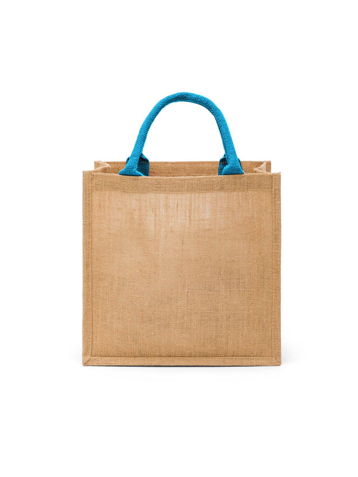 Jute Herren Tasche / Rucksack – Black Spider – Farbe natural/turquoise – individuell veredelbar