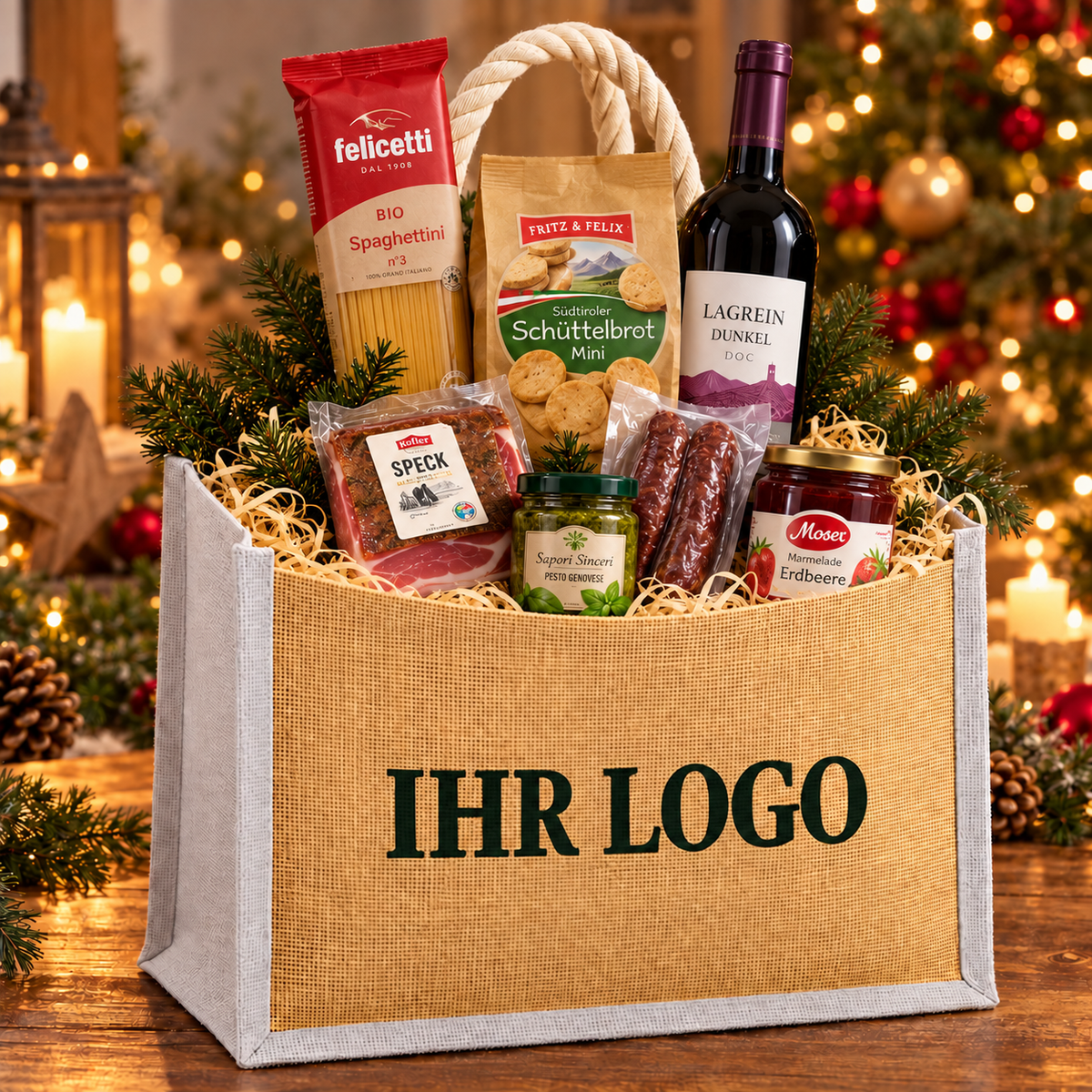 Herzhafte Weihnachtstasche Festtag mit Südtiroler Spezialitäten
