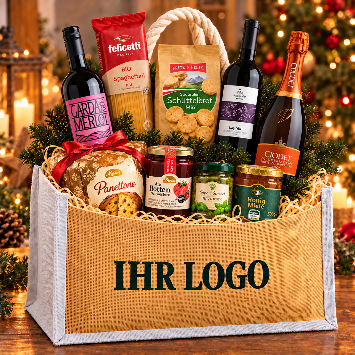 Weihnachtstasche Premium mit italienischen Spezialitäten