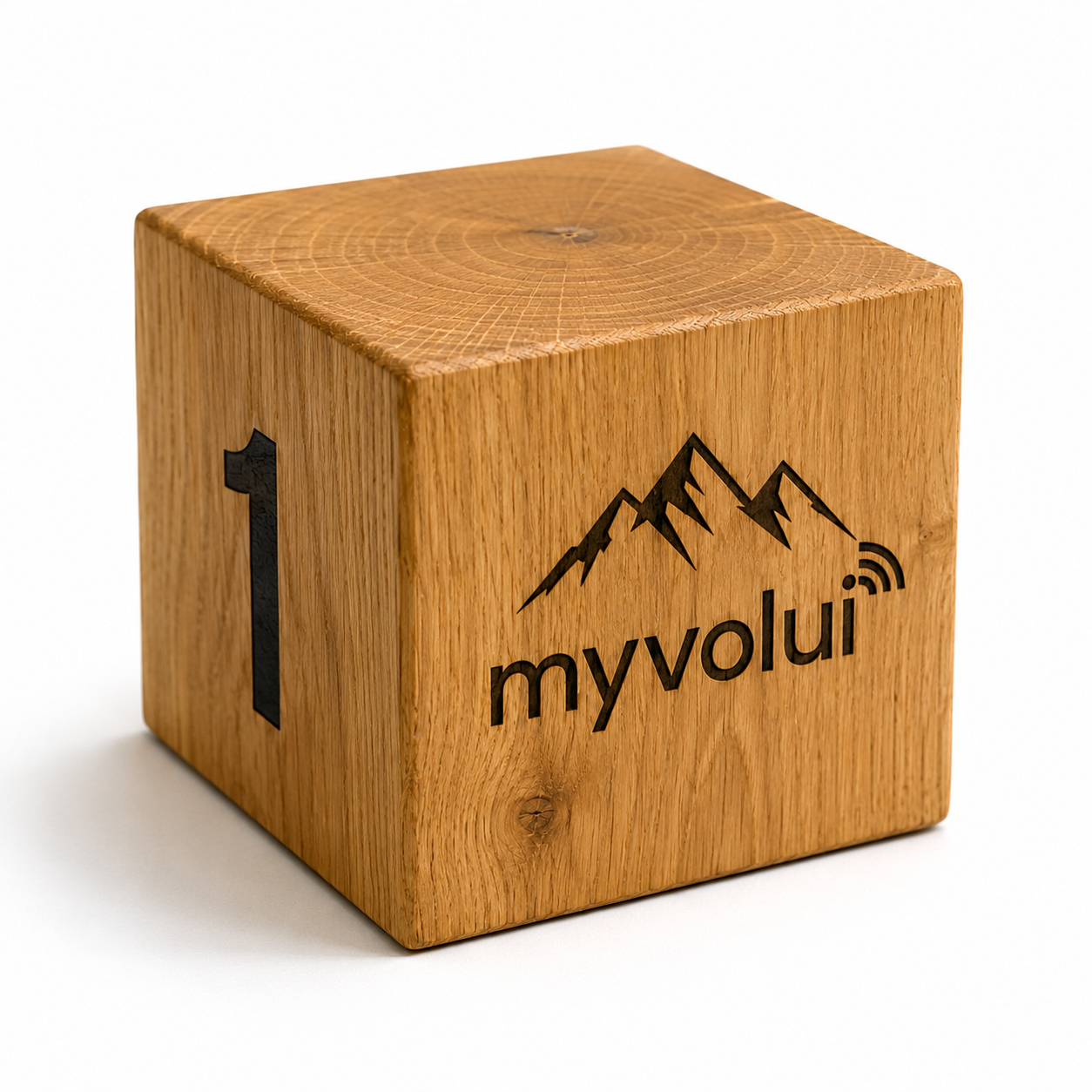 myvolui Holzwürfel mit QR-Code & Tischnummer aus Eiche
