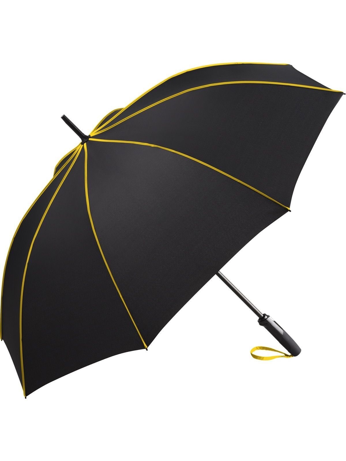AC midsize umbrella ®-Seam Regenschirm – FAre – Farbe Black-Yellow – individuell veredelbar