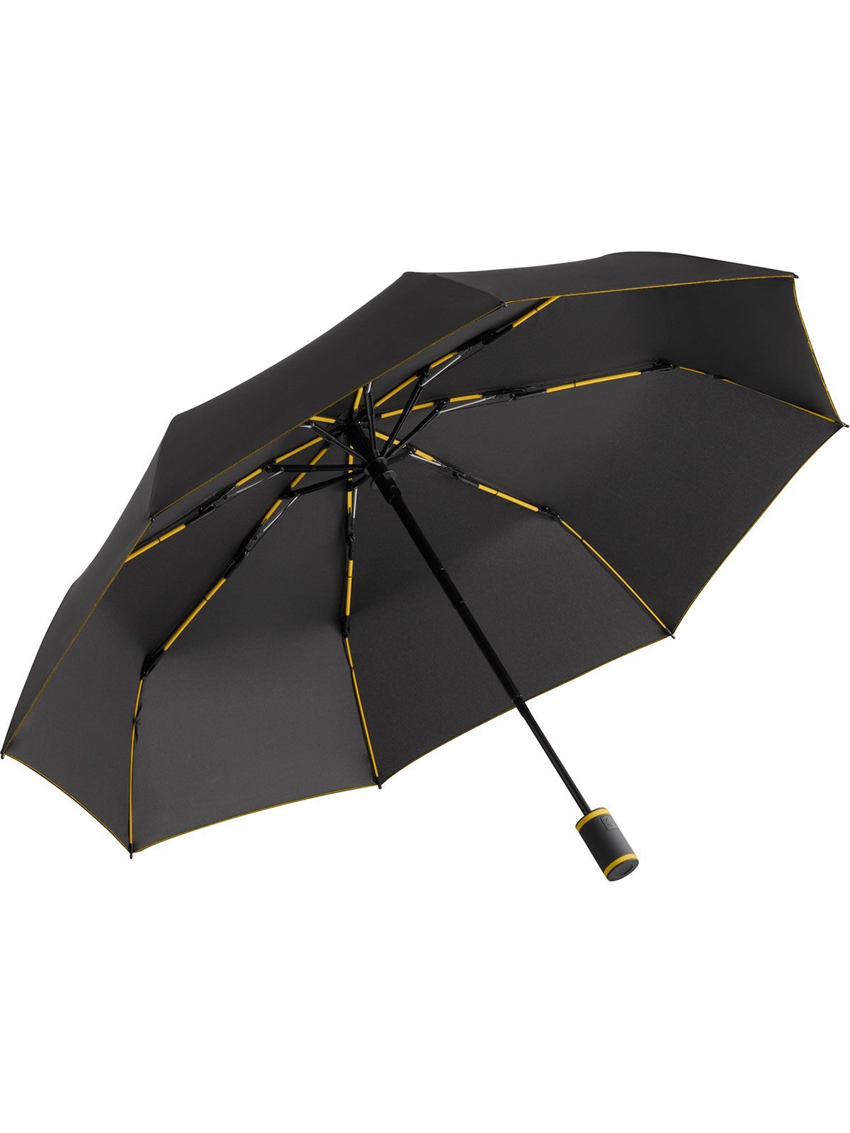 Pocket umbrella ® AOC-Mini Style Regenschirm – FAre – Farbe Black-Yellow ws – individuell veredelbar