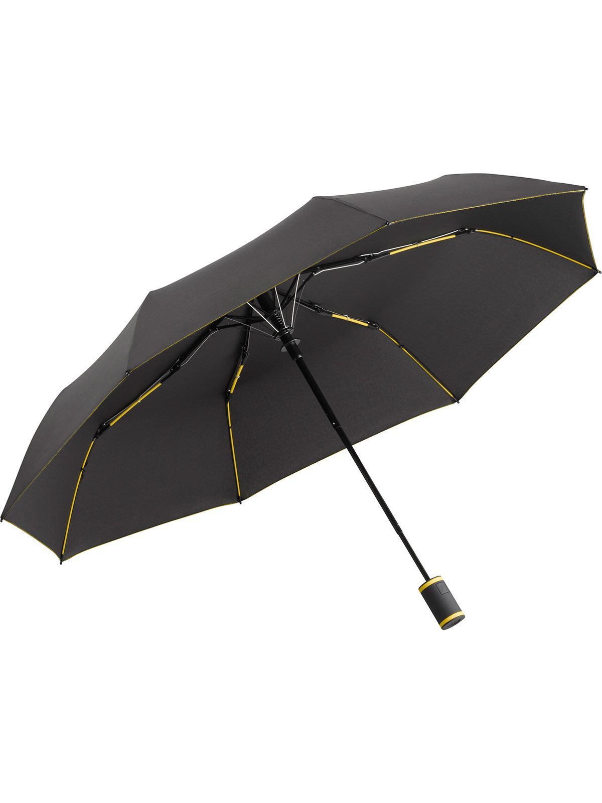 Mini umbrella -AOC Herren Regenschirm – FAre – Farbe Black-Yellow – individuell veredelbar