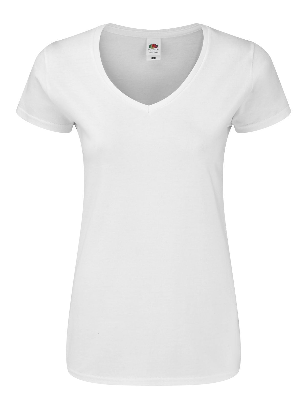 150 V-Neck T Damen T-Shirt – Fruit of the Loom – Farbe Weiß – individuell veredelbar