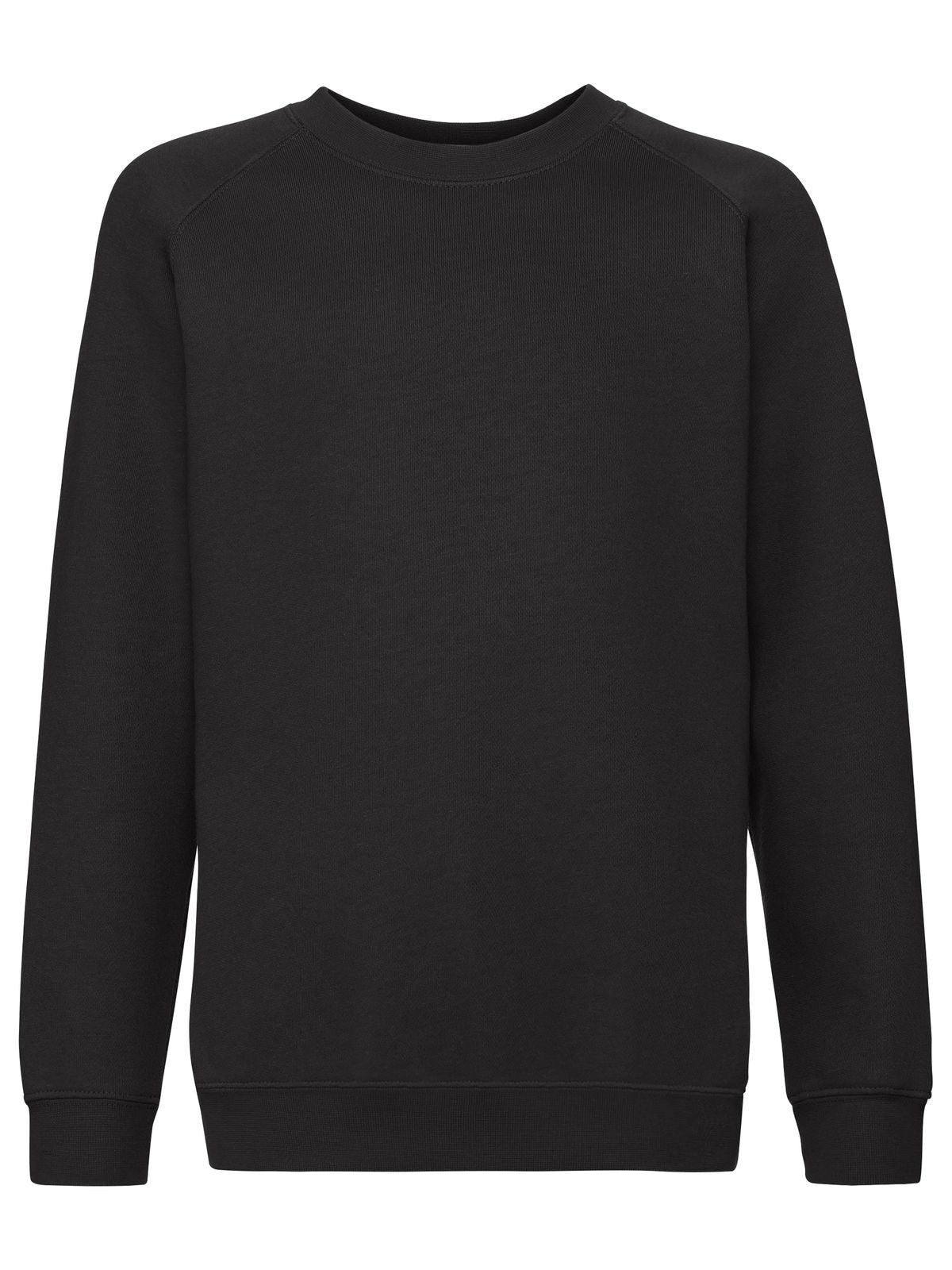Premium Raglan Sweat Kinder Sweatshirt / Hoodie – Fruit of the Loom – Farbe Schwarz – individuell veredelbar