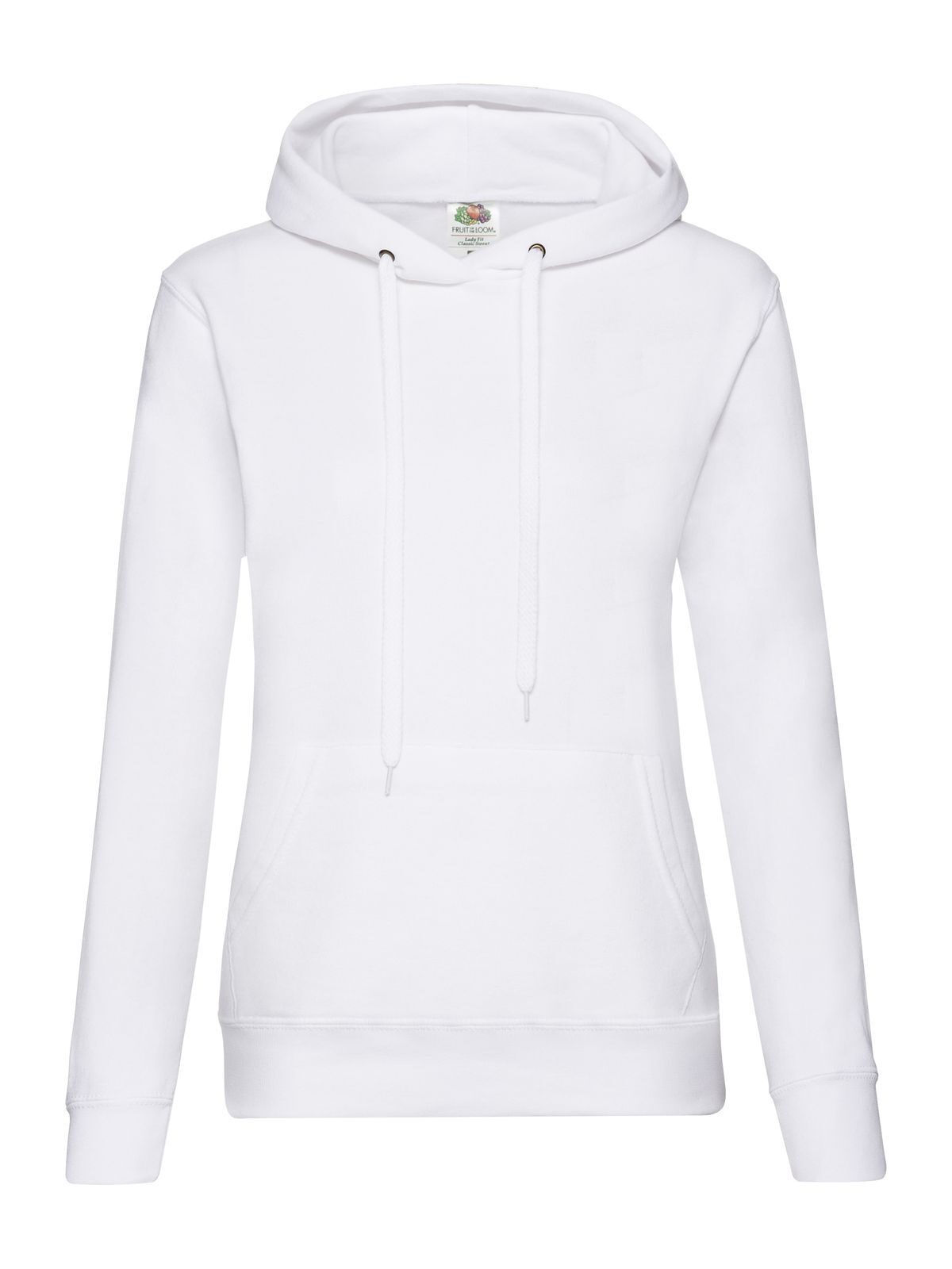 Classic Hooded Sweat Damen Sweatshirt / Hoodie – Fruit of the Loom – Farbe Weiß – individuell veredelbar