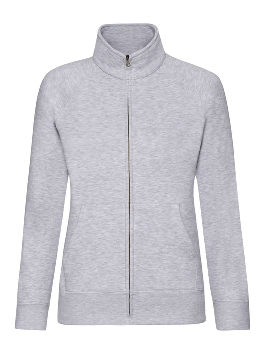 Premium Sweat Jacket Damen Sweatshirt / Hoodie – Fruit of the Loom – Farbe heather grey – individuell veredelbar