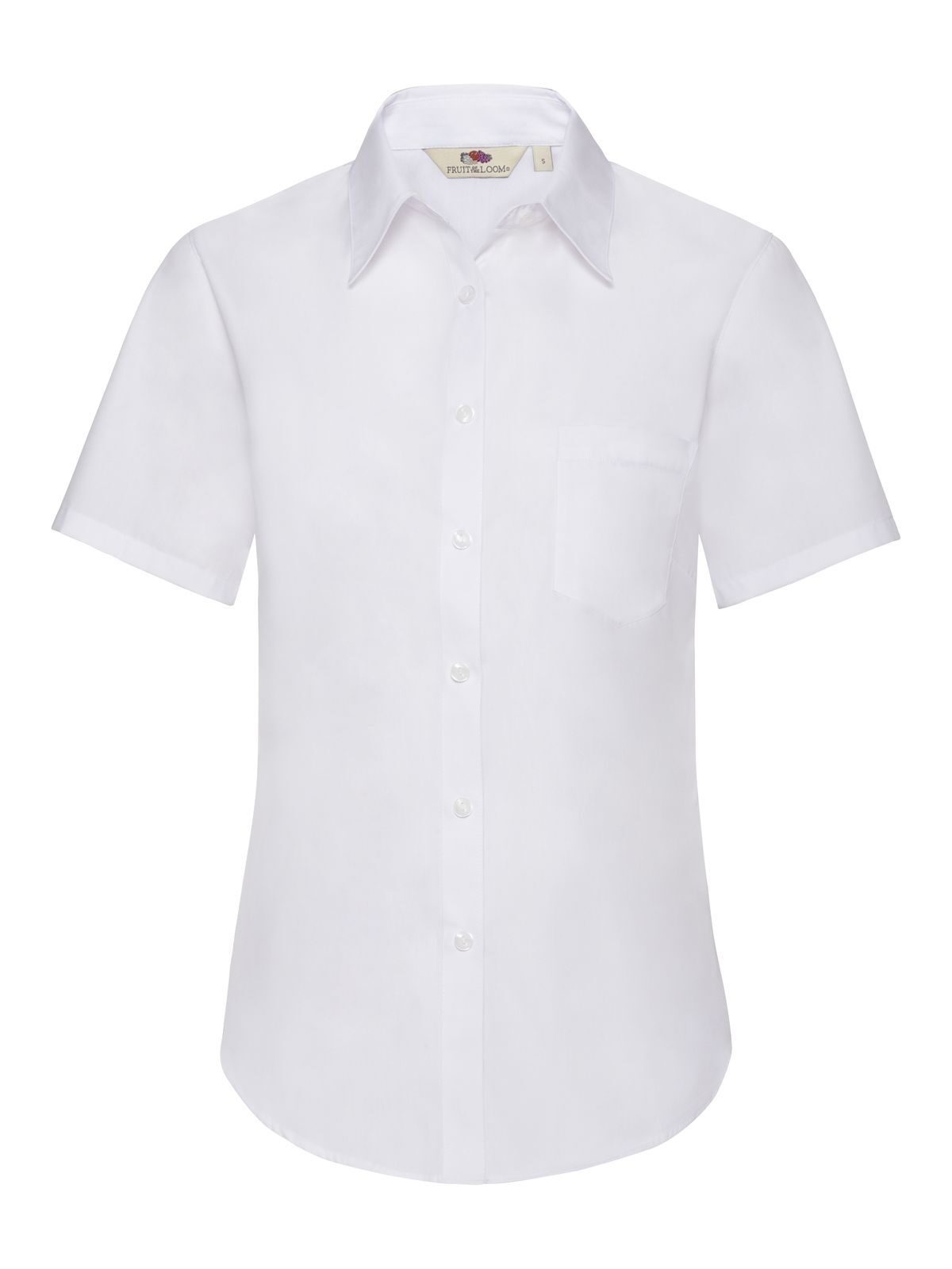 Poplin Shirt Short Sleeve Damen Hemd / Bluse – Fruit of the Loom – Farbe Weiß – individuell veredelbar
