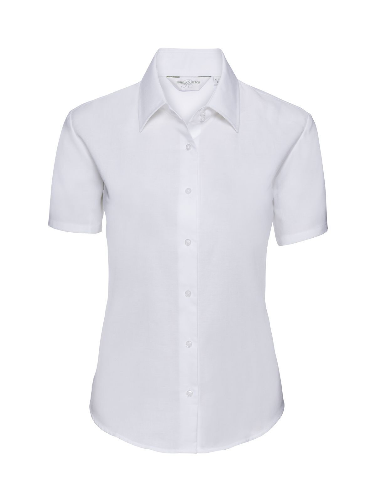 Ladies' Short Sleeve Easy Care Oxford Shirt Damen Hemd / Bluse – Russell – Farbe Weiß – individuell veredelbar