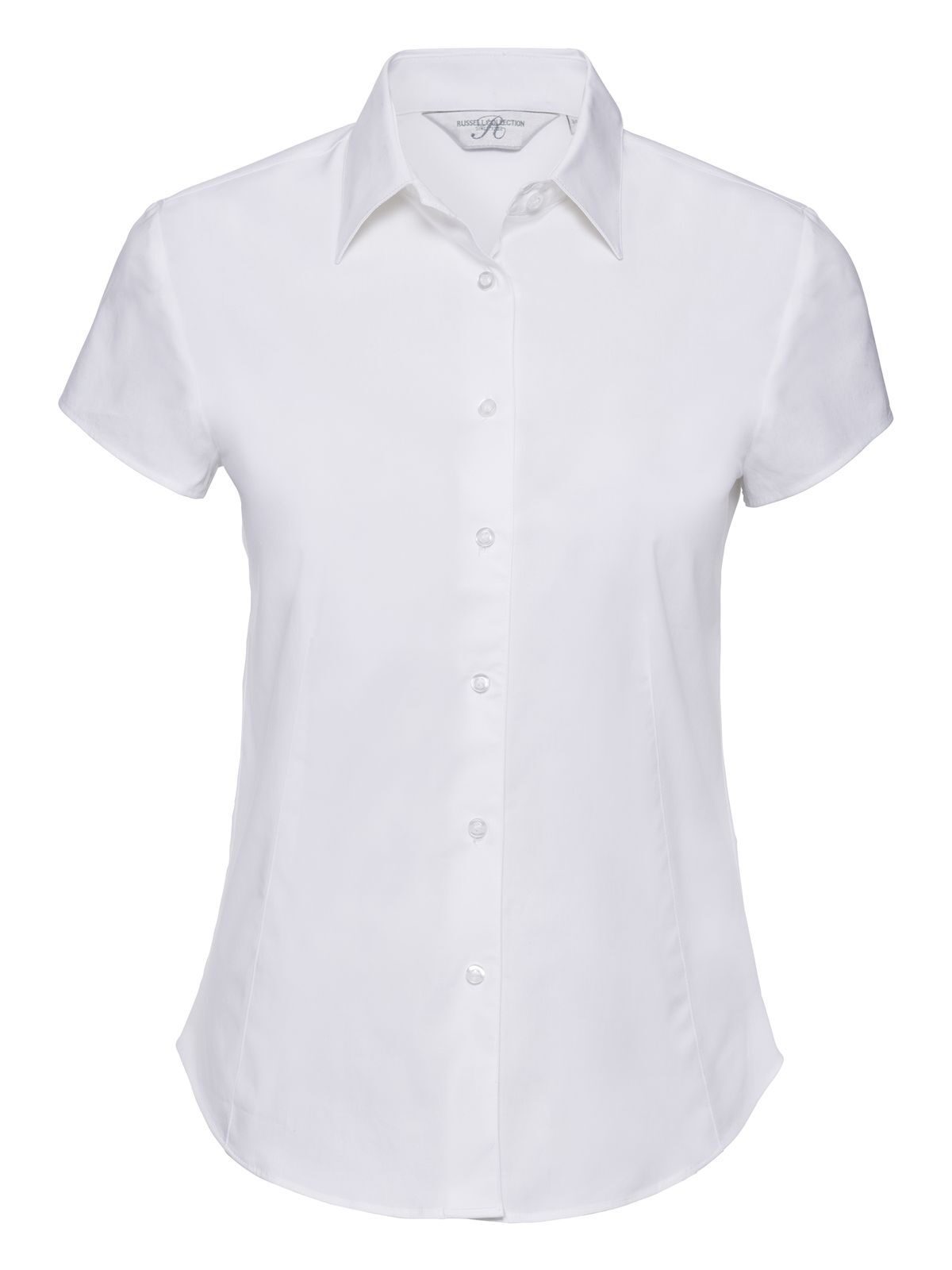 Ladies' Short Sleeve Easy Care Fitted Shirt Damen Hemd / Bluse – Russell – Farbe Weiß – individuell veredelbar