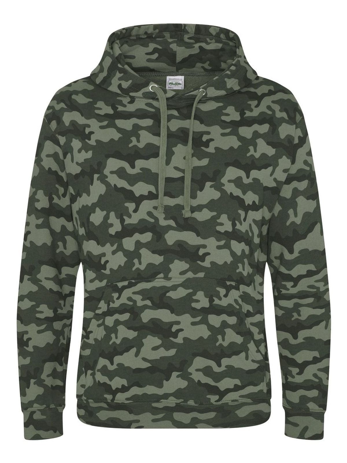 Camo Hoodie Kinder Sweatshirt / Hoodie – Just Hoods by AWDis – Farbe green camo – individuell veredelbar