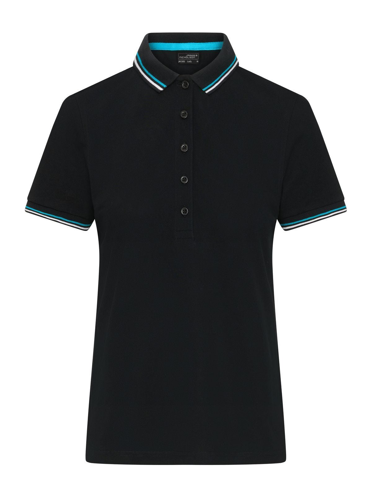 Ladies' Polo Damen Poloshirt – Daiber – Farbe black/white/turquoise – individuell veredelbar