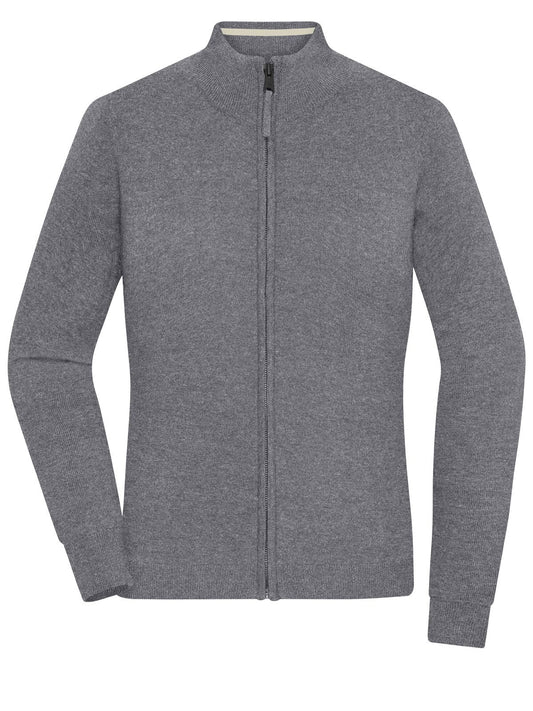 Ladies' Zip-Cardigan Damen Strick / Weste – Daiber – Farbe grey-heather – individuell veredelbar