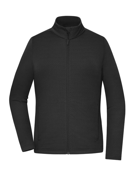 Ladies' Sports Structured Fleece Jacket GRS Damen – Daiber – Farbe Schwarz – individuell veredelbar