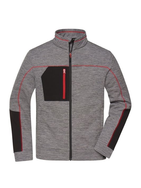 Structure Fleece Jacket Herren – Daiber – Farbe carbon-melange/black/red – individuell veredelbar