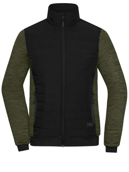 Ladies' Padded Hybrid Jacket Damen – Daiber – Farbe black/olive-melange – individuell veredelbar