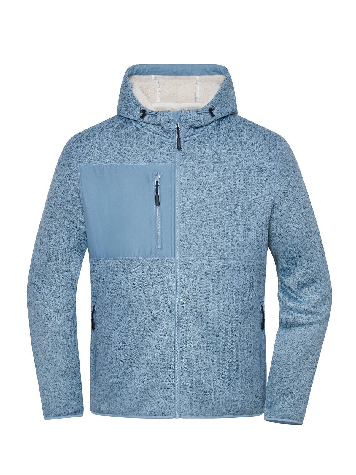 Workwear Knitted Fleece Jacket Herren – Daiber – Farbe steel-blue-melange/nature – individuell veredelbar