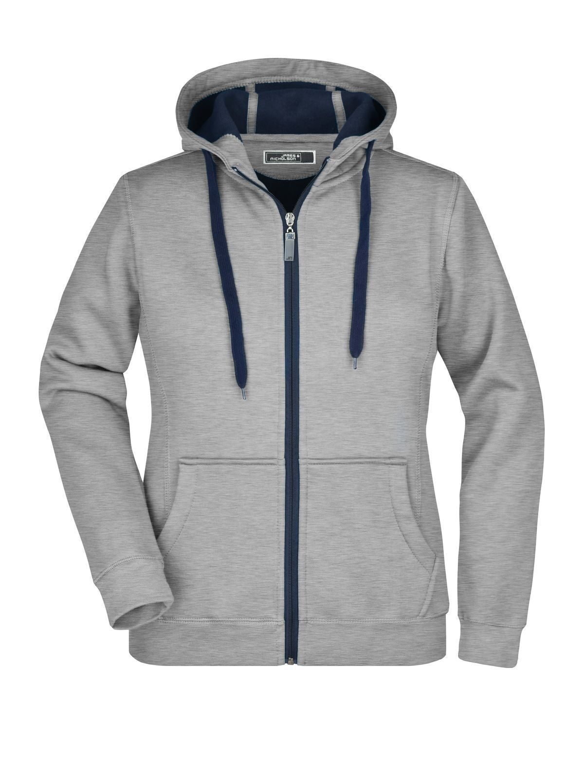 Ladies' Doubleface Jacket Damen Sweatshirt / Hoodie – Daiber – Farbe sports-grey/navy – individuell veredelbar