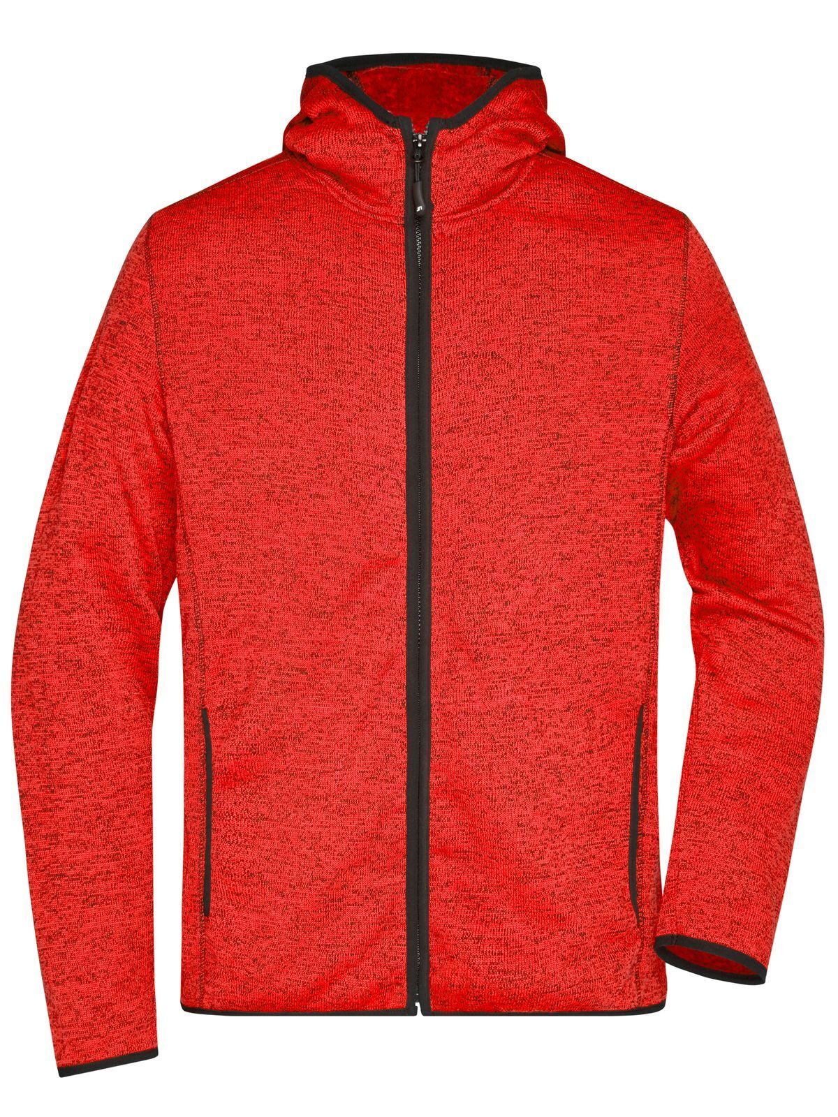 Knitted Fleece Hoody Herren – Daiber – Farbe red-melange/black – individuell veredelbar