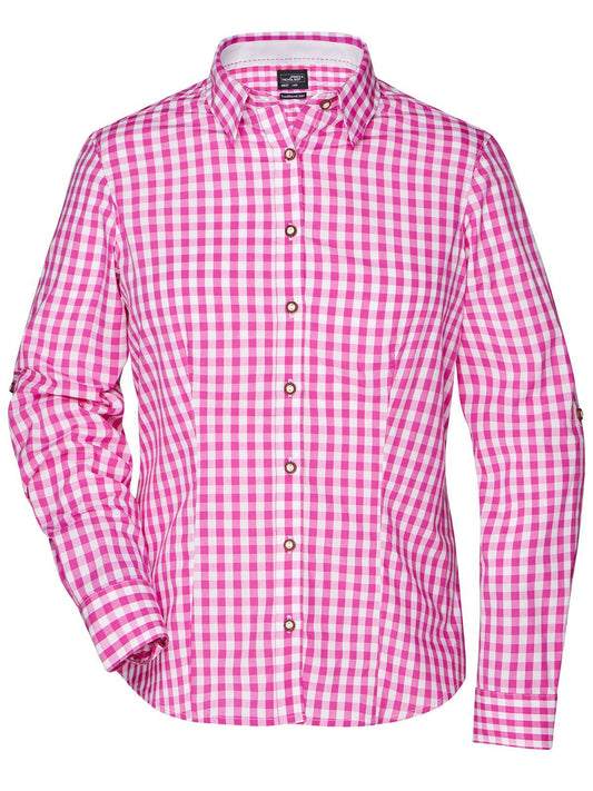 Ladies' Traditional Shirt Damen Hemd / Bluse – Daiber – Farbe purple/white – individuell veredelbar