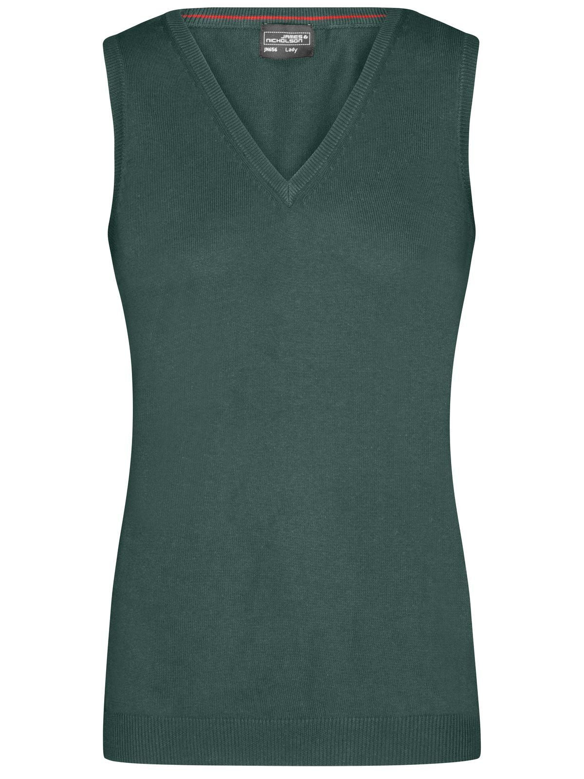 Ladies' V-Neck Pullover Damen Strick / Weste – Daiber – Farbe Waldgrün – individuell veredelbar