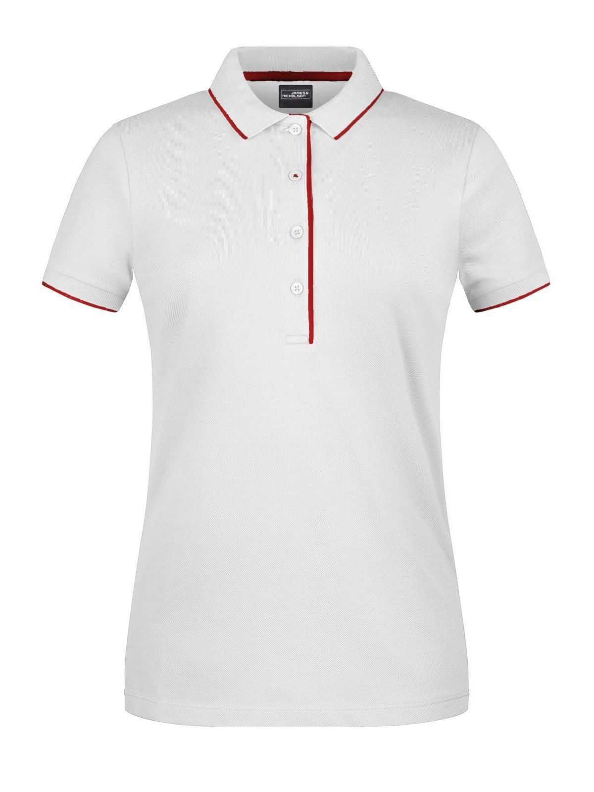 Ladies' Polo Stripe Damen Poloshirt – Daiber – Farbe white/red – individuell veredelbar