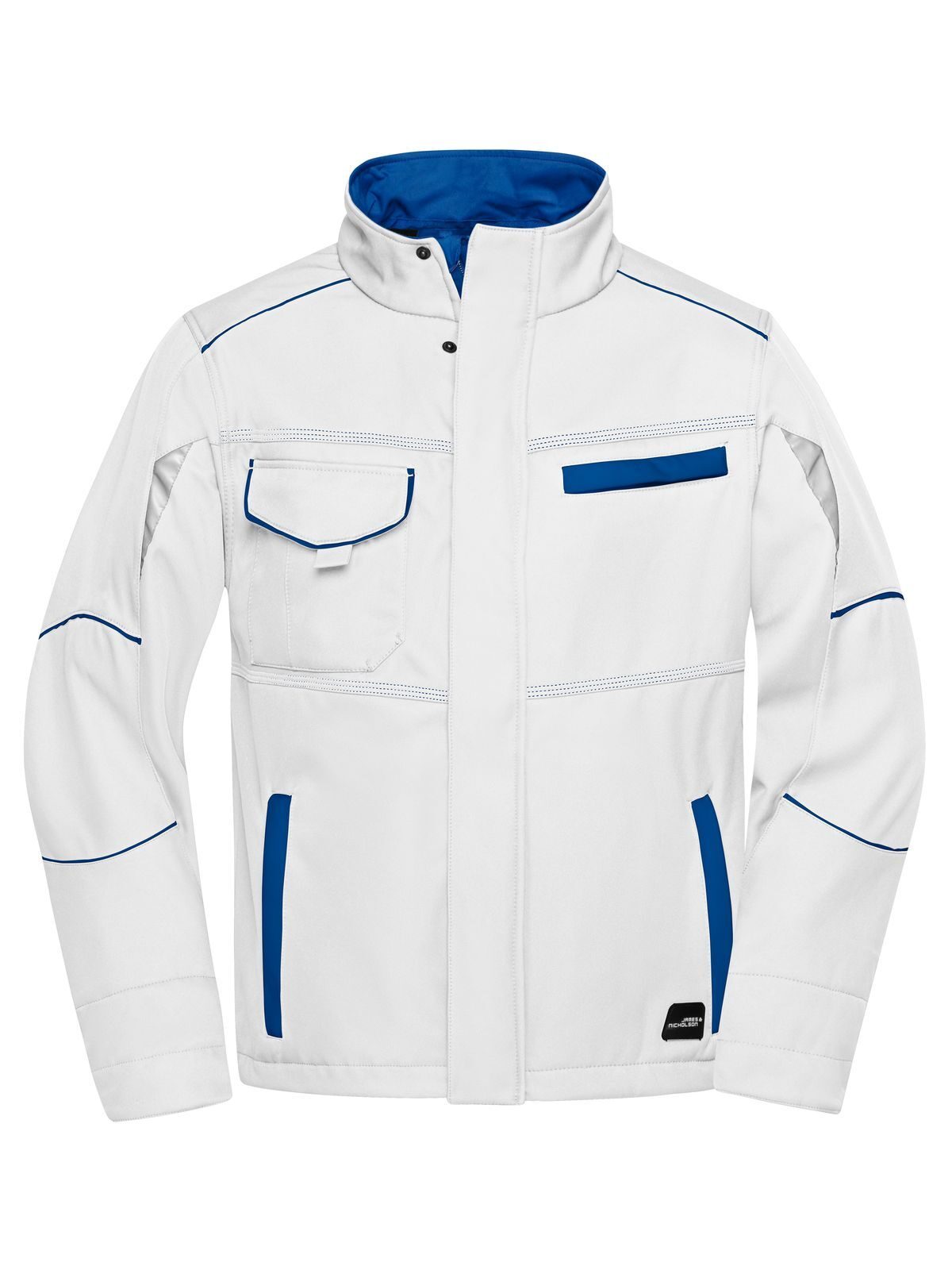 Workwear Softshell Jacket - Color Herren – Daiber – Farbe white/royal – individuell veredelbar