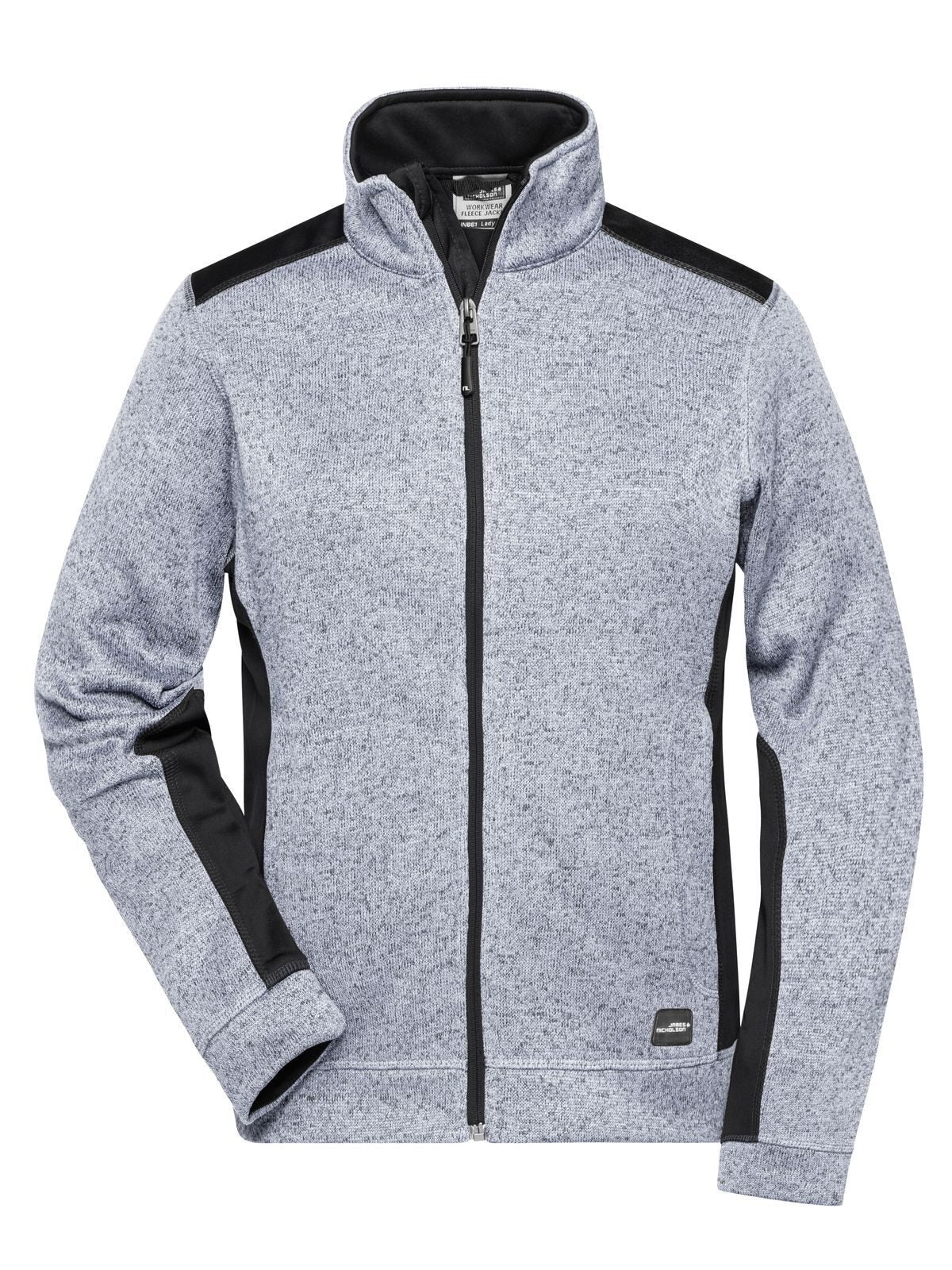 Ladies' Knitted Workwear Fleece Jacket - Strong Damen – Daiber – Farbe white-melange/carbon – individuell veredelbar
