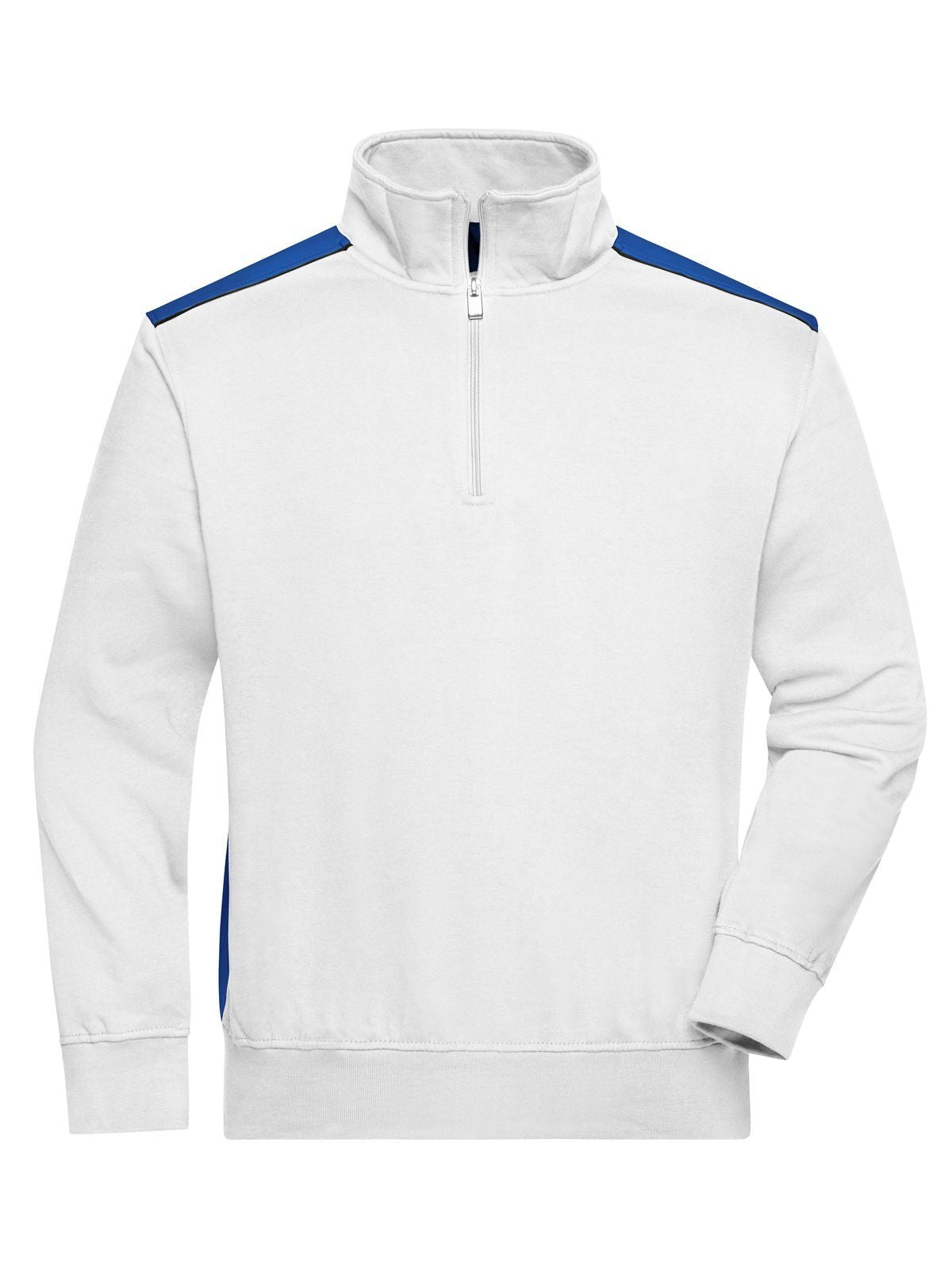 Workwear Half-Zip Sweat - Color Herren Sweatshirt / Hoodie – Daiber – Farbe white/royal – individuell veredelbar