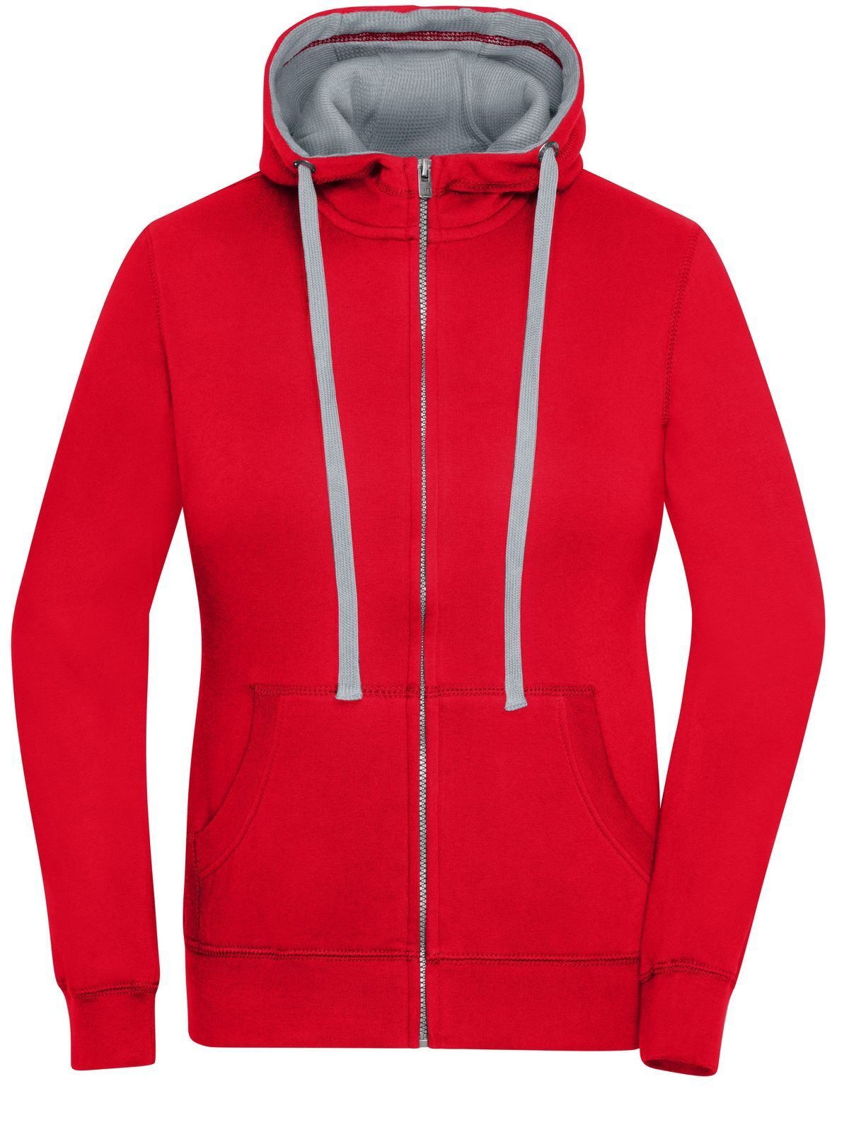 Ladies' Lifestyle Zip-Hoody Damen Sweatshirt / Hoodie – Daiber – Farbe red/grey-heather – individuell veredelbar