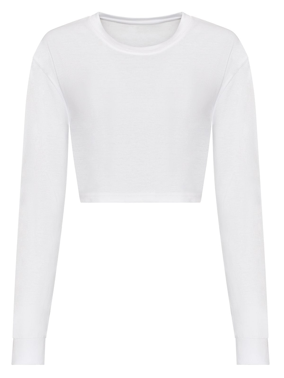 Long Sleeved Cropped T Damen T-Shirt – Just Ts by AWDis – Farbe Solid White – individuell veredelbar