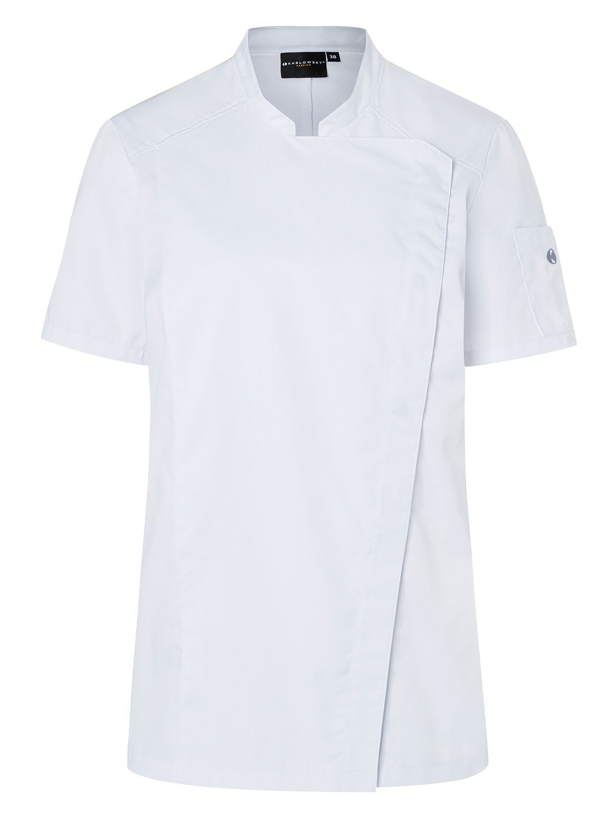 Short-Sleeve Ladies' Chef Jacket Modern-Look Damen Schürze / Kasack – Karlowsky – Farbe Weiß – individuell veredelbar