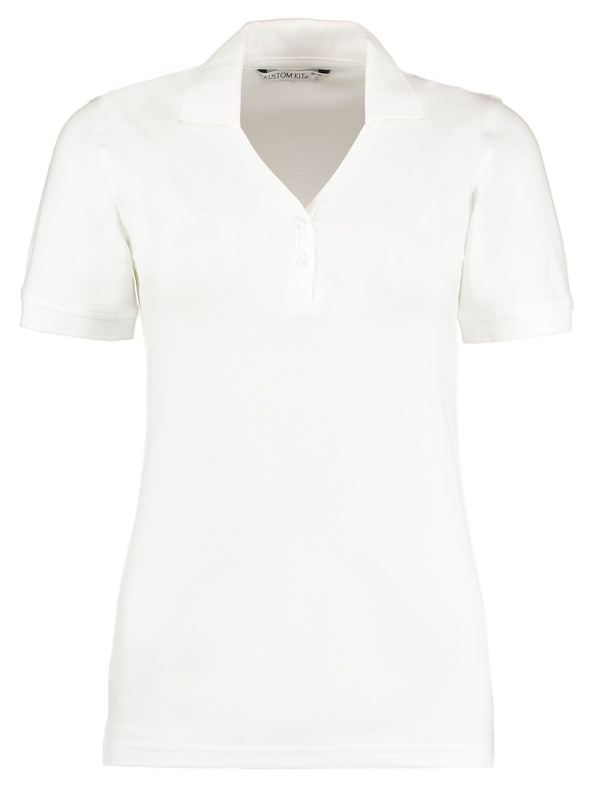 Sophia V-Neck Comfortec Polo Poloshirt – Kustom Kit – Farbe Weiß – individuell veredelbar
