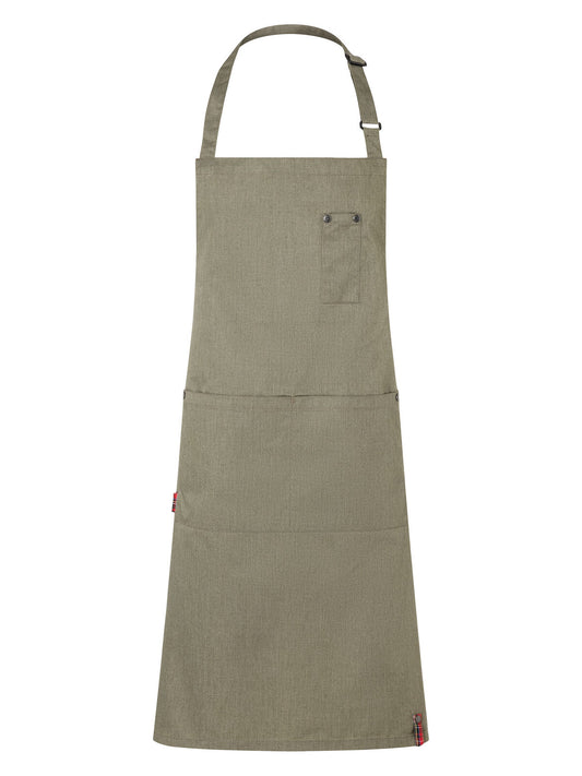 Grembiule con pettorina stile denim ROCK CHEF®-Stage2 Herren Schürze / Kasack – Karlowsky – Farbe Vintage Moss Green – individuell veredelbar